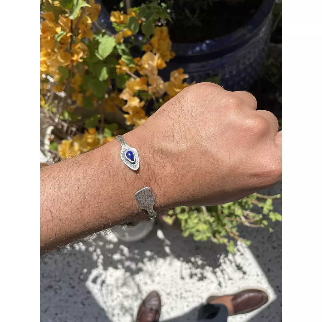 Lapis Lazuli Silver Bangle 