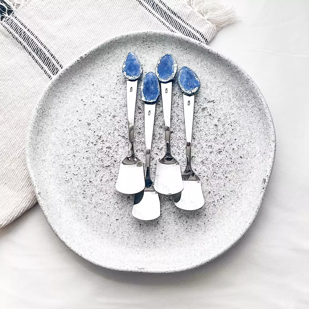 Blue / Silver ice-cream spoon set