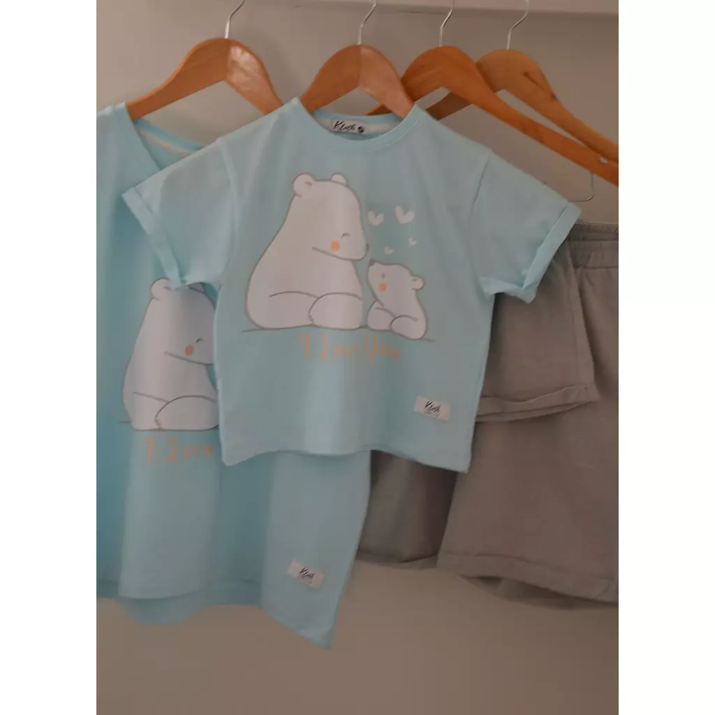 Matching oversized pajamas (blue bear)