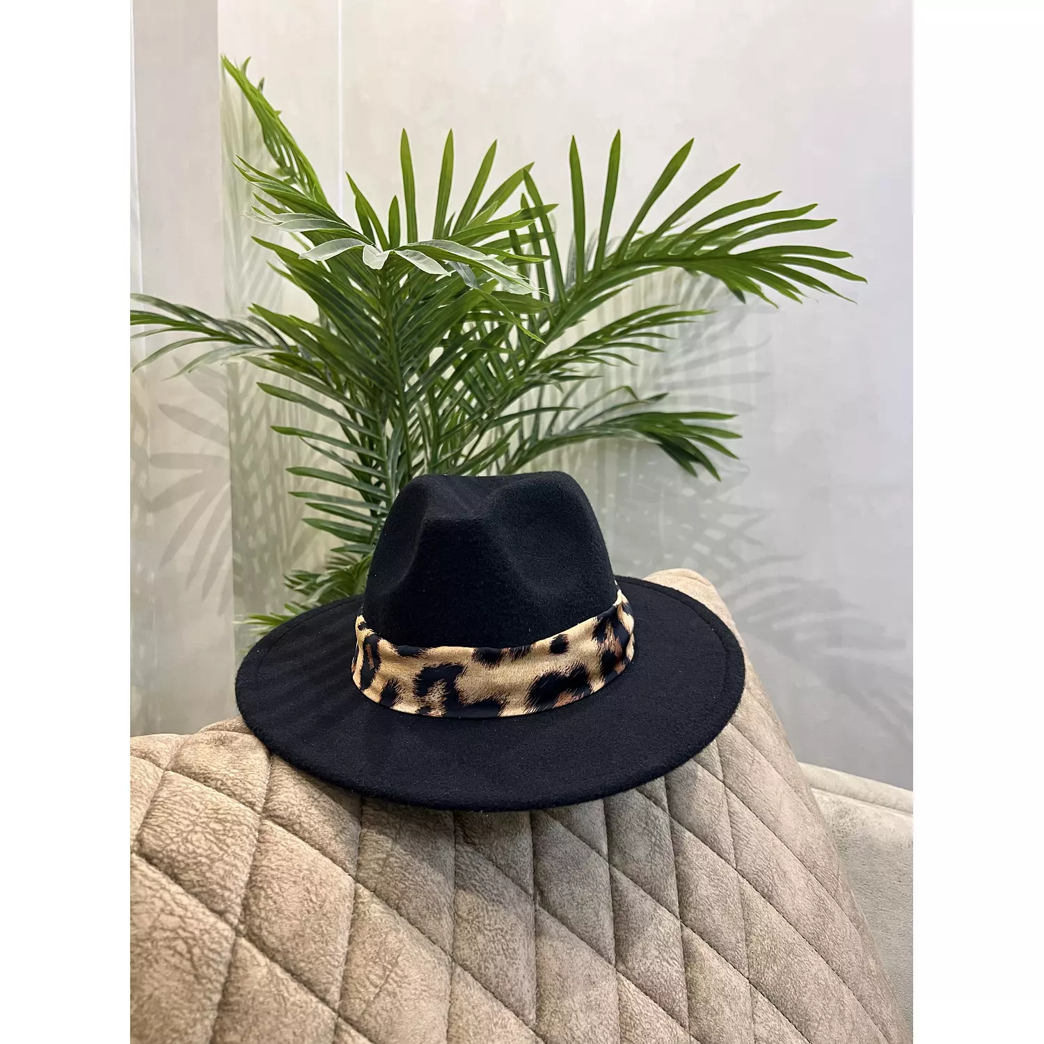 Black Leopard Fedora Hat  1