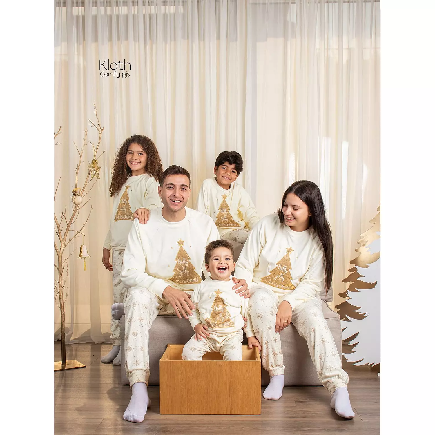 Christmas pajamas for the family ( gold tree) hover image