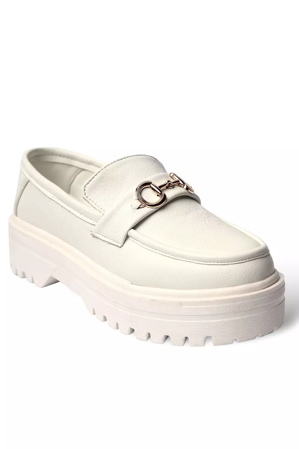 <h4>Catena White Loafers</h4>