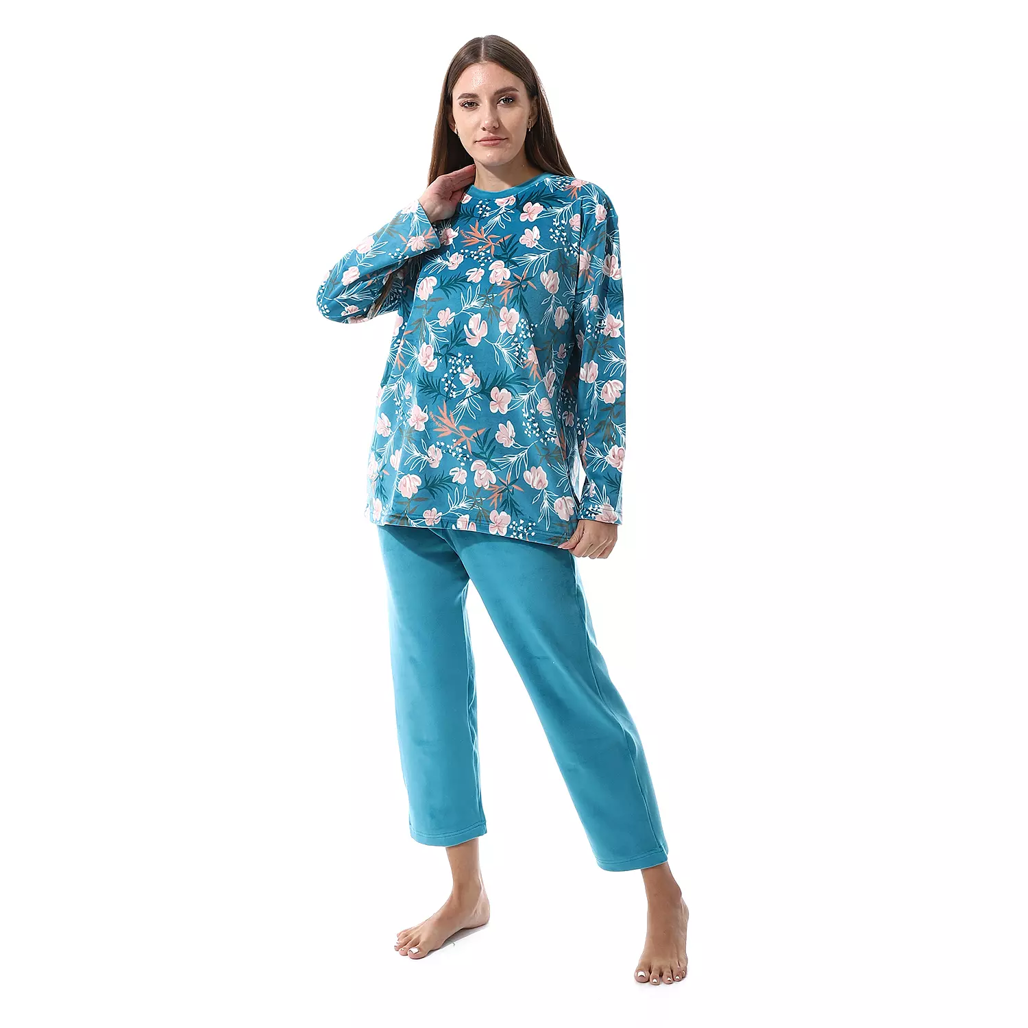 Shorto Women Fleece Flower PJ - Turquoise -2659 - 024  4