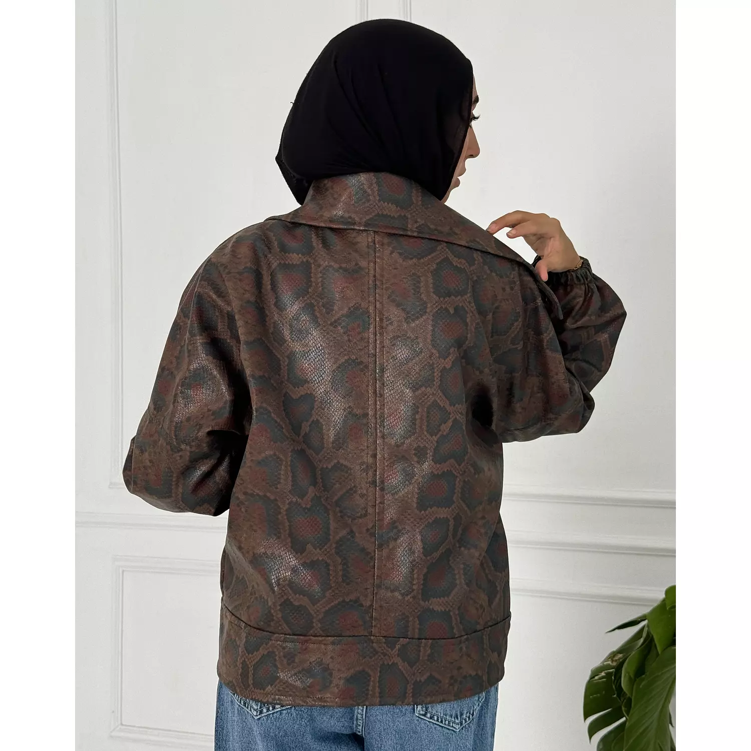 Brown snake leather jacket 4