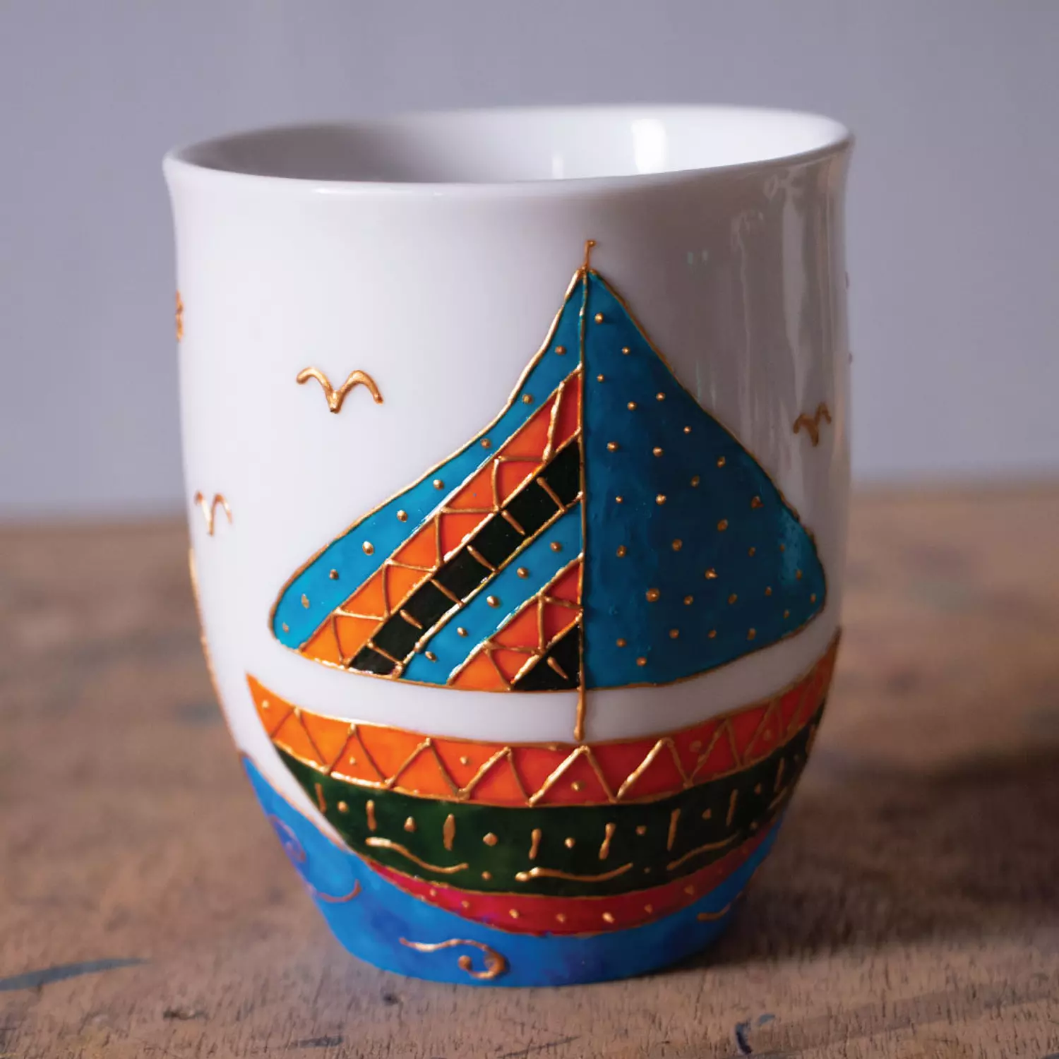 Fish and Boat Porcelain Mug 1