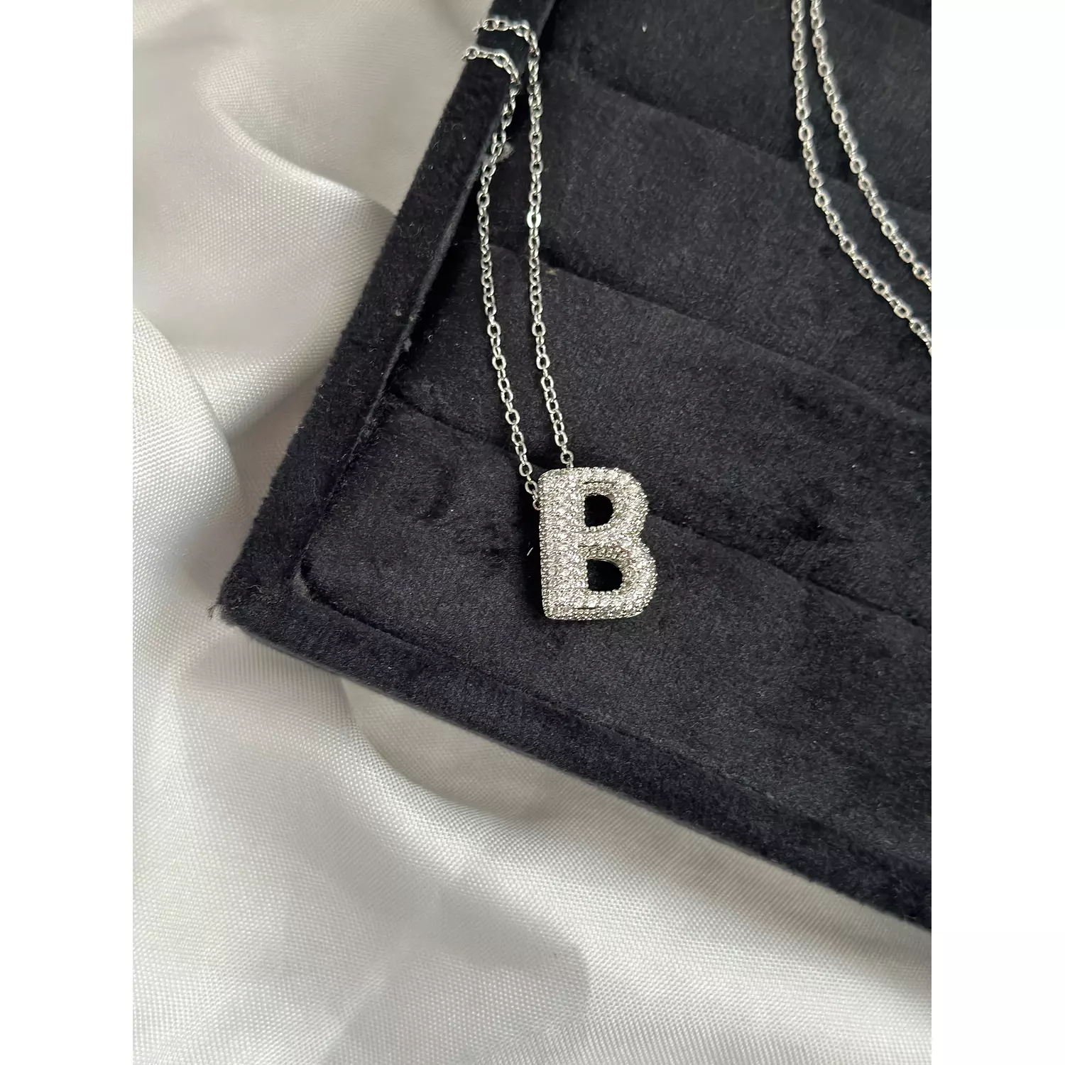 Silver Crystal Bubble Letter Necklace  3