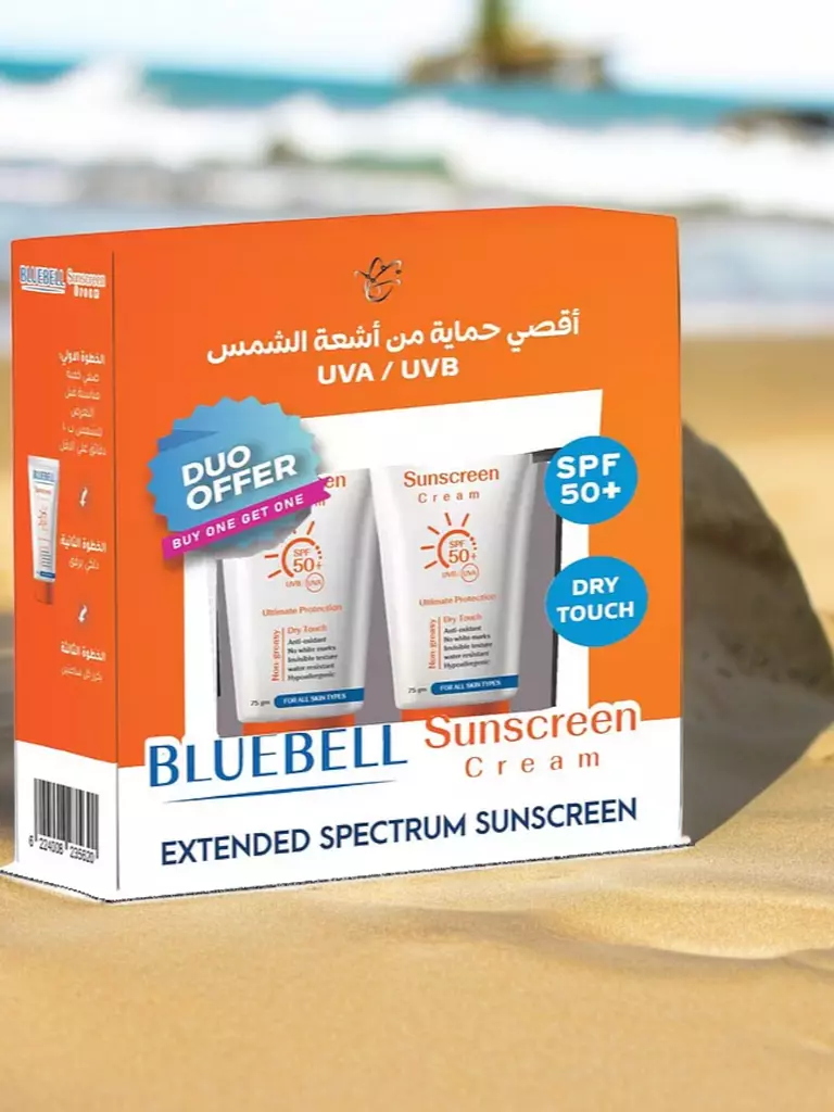 Bluebell Sunscreen SPF +50 Dry Touch Cream - 75 ml - 1+1