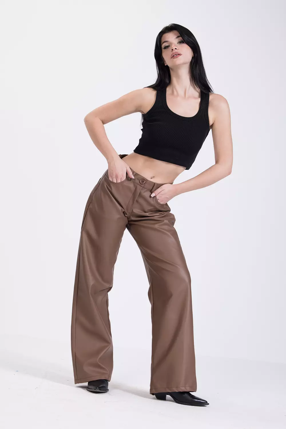 Mocha Leather Pants  hover image