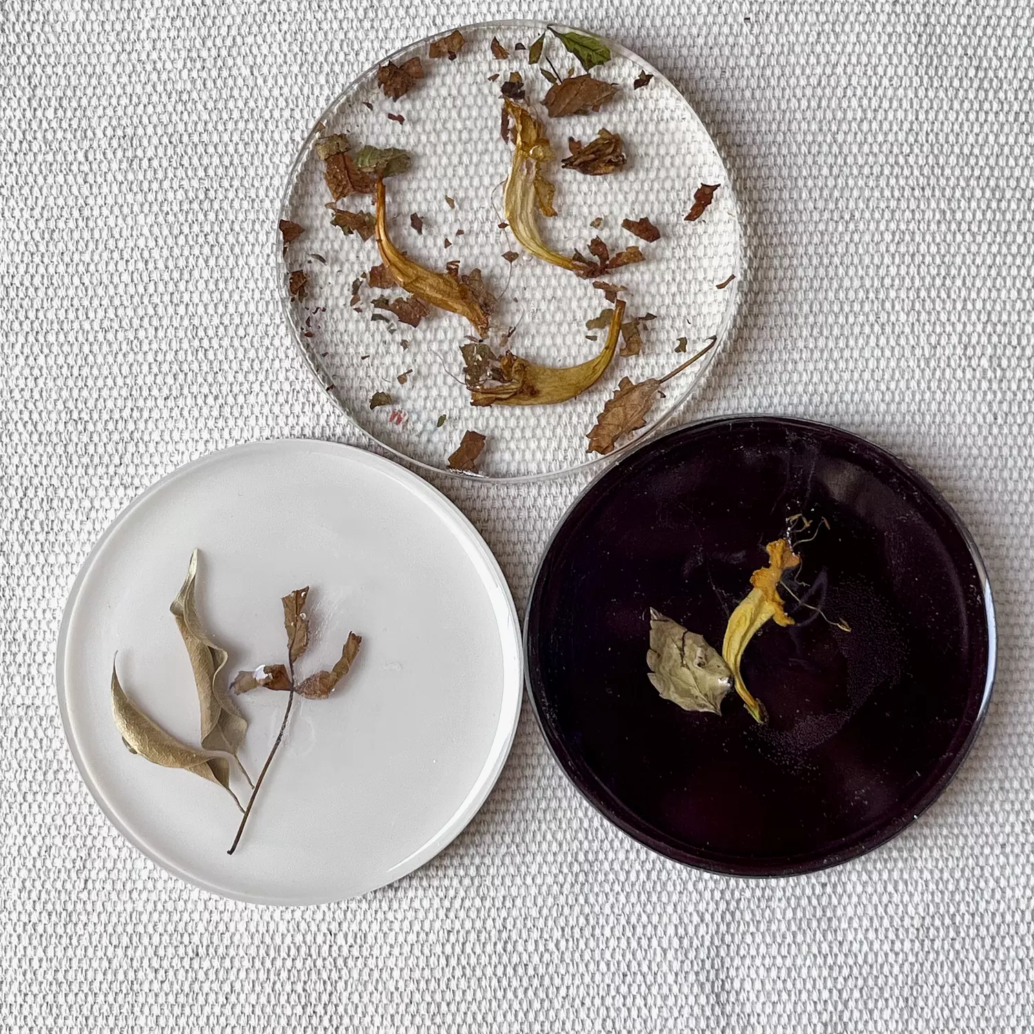 Dark brown, off white & yellow floral coasters set-2nd-img