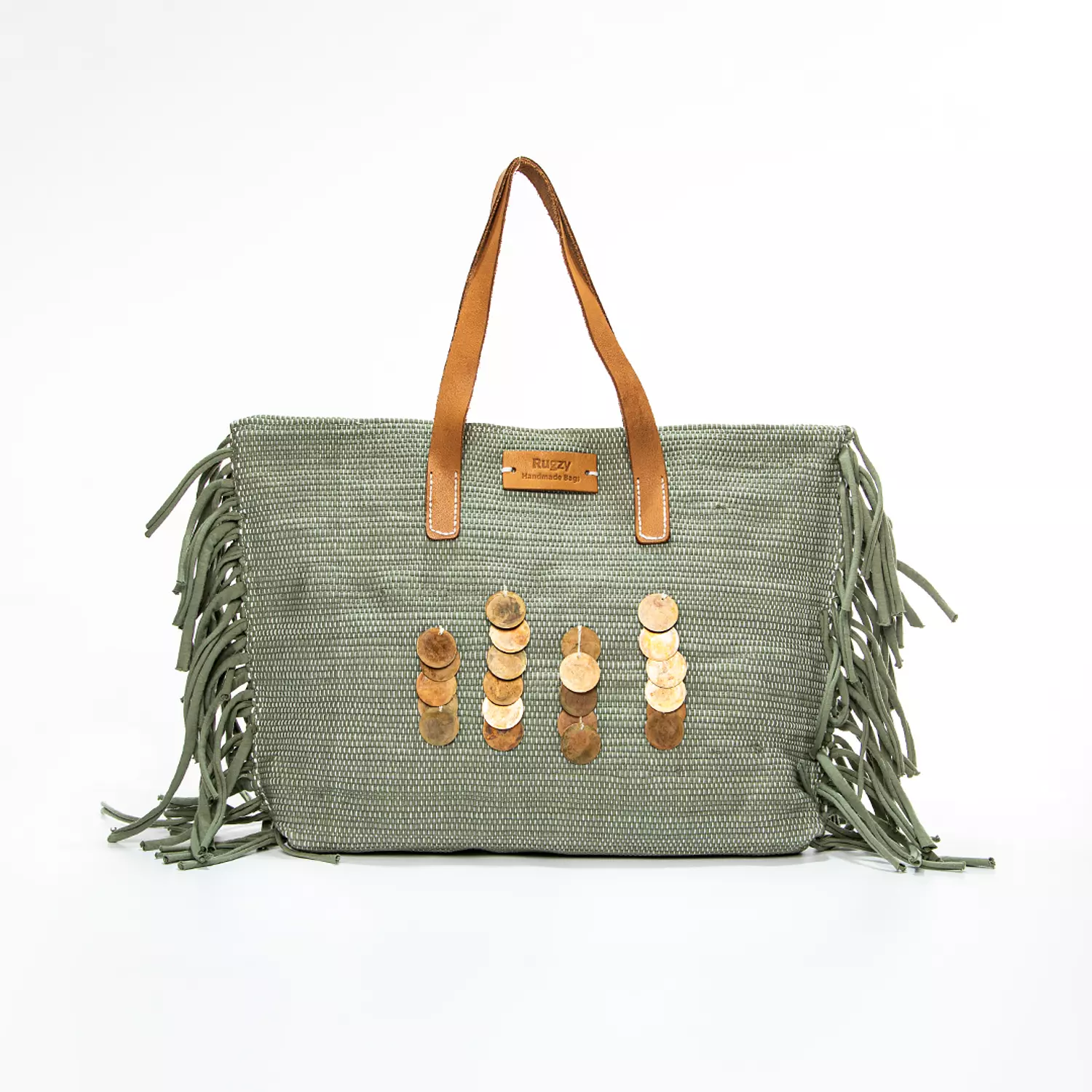 Rugzy Handmades Kilim Handbag with Brass Accents: A Bohemian Essential hover image