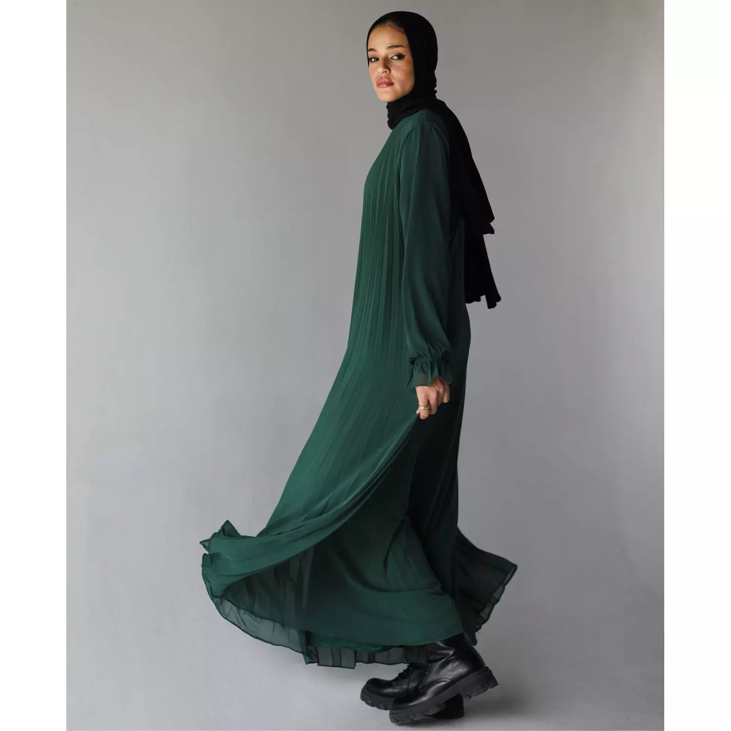 Green Cloach Pleataed Dress 0