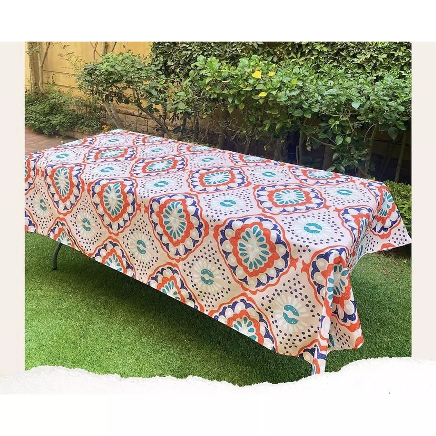 Boho Orange & Blue Tablecover Pattern (by order) 2