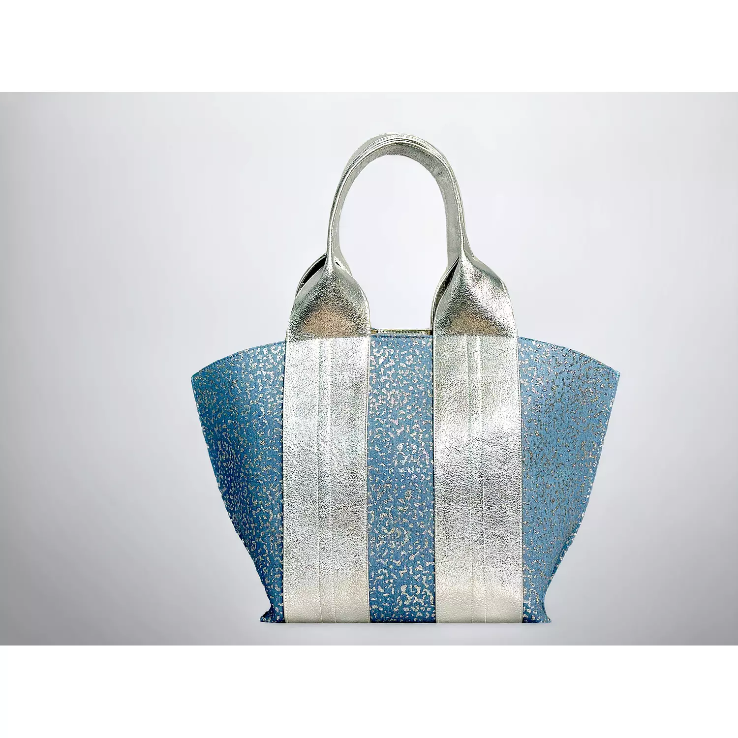  BLINGY Tote bag - Blue glittery jeans & Silver  0