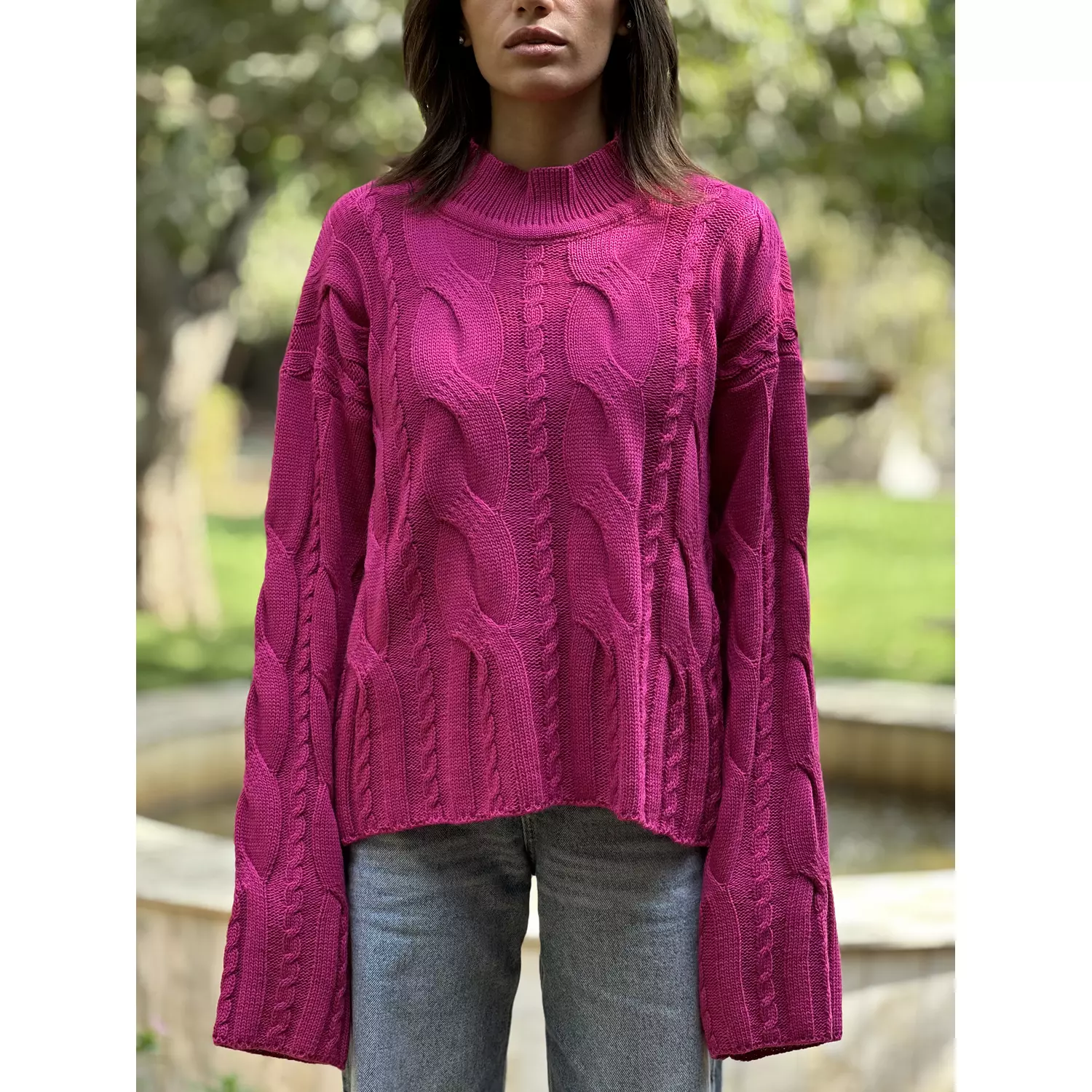 “Azure” Knit pullover in Fushia 3