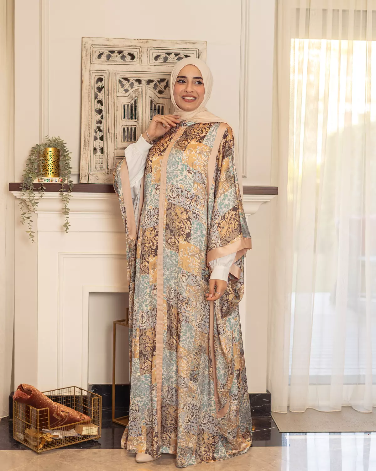 Golden Silk Satin Kaftan hover image