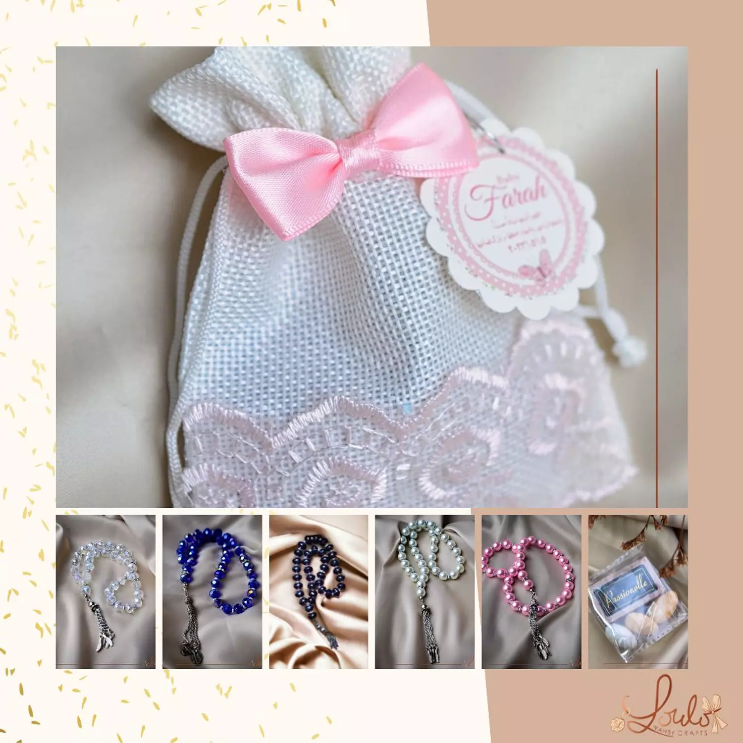 Baby Shower Linen Lace Pouch  7