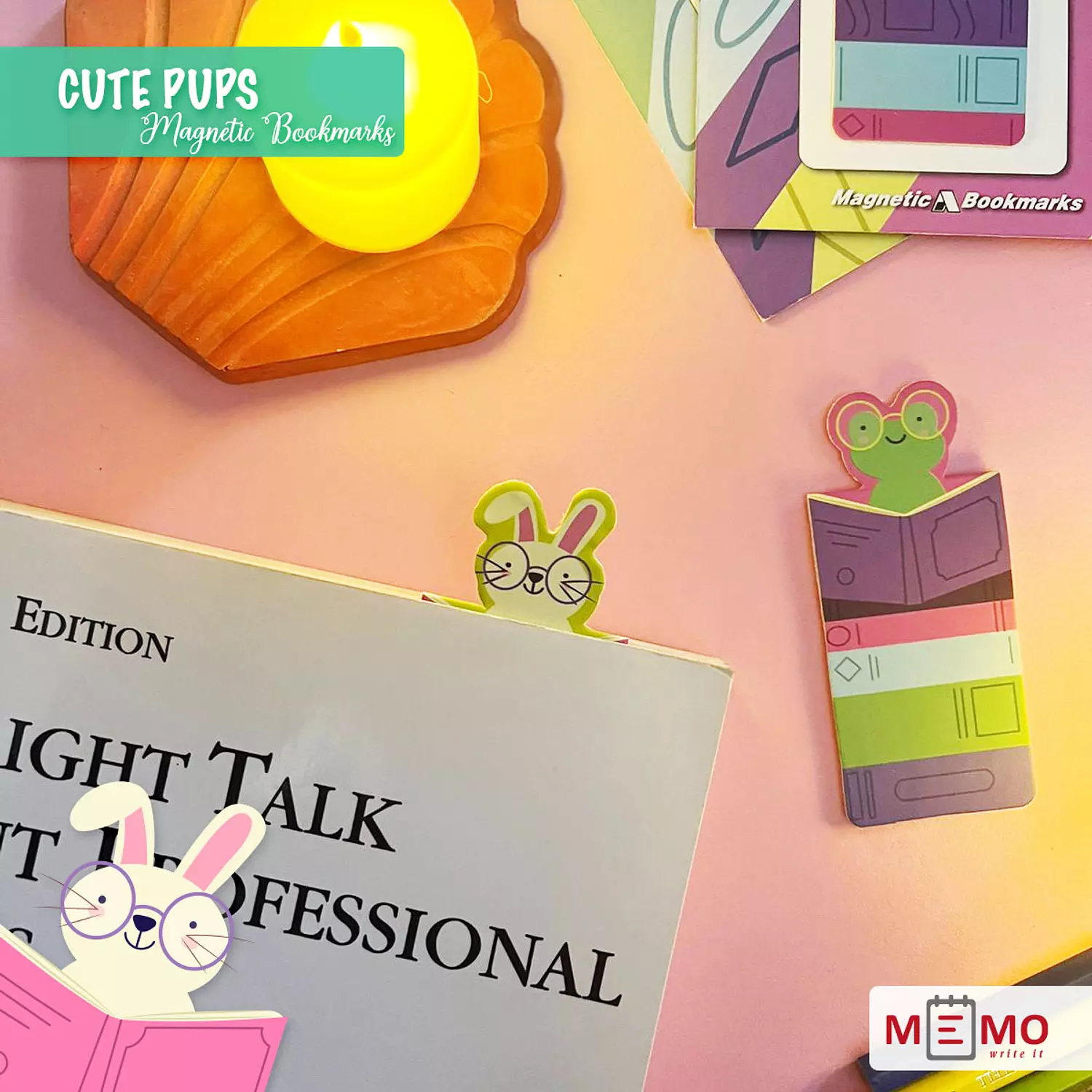 Memo Cute Pups Magnetic Bookmarks (4 pcs) 3