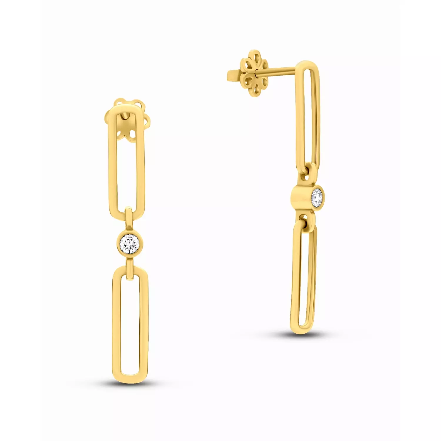 PaperClip Chain Diamond Earrings - E63 hover image