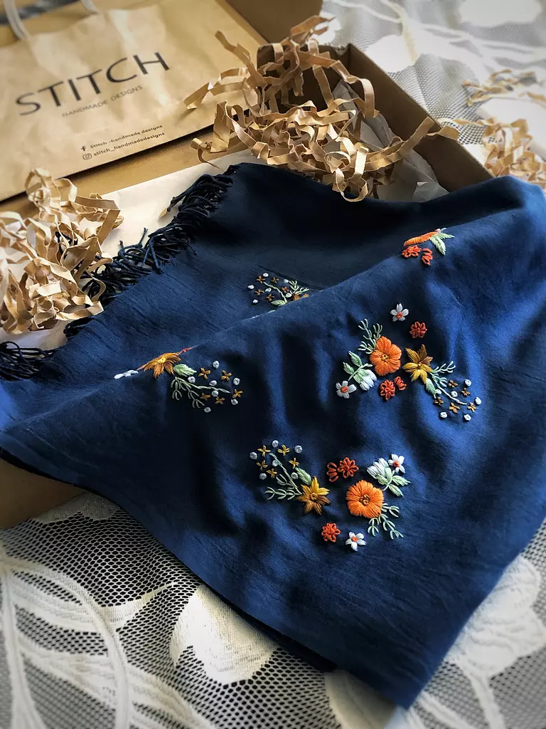 Floral Sky Wrap  Pashmina Shawl 