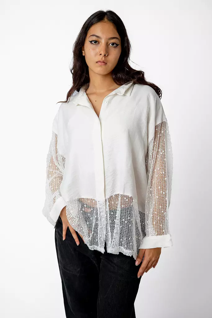 Cotton/net blouse