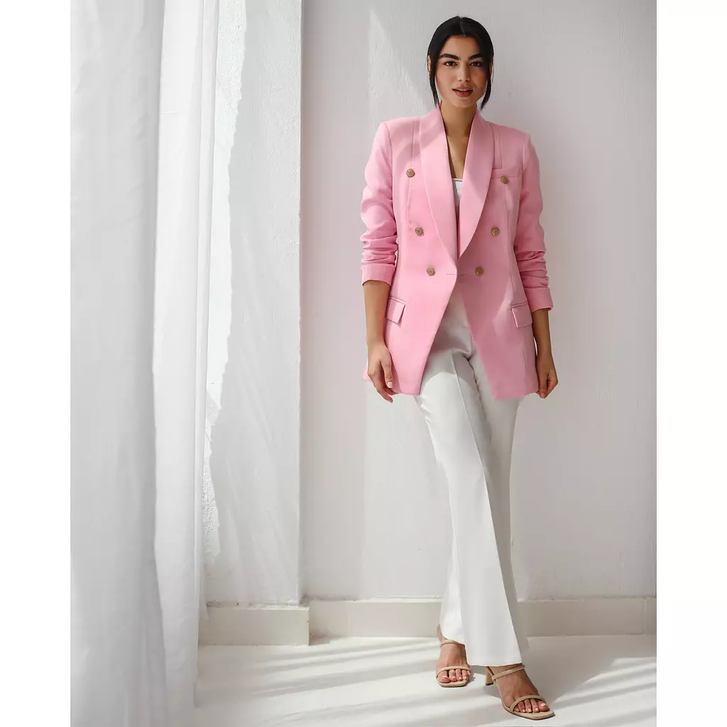 ELITE DOUBLE BREASTED BLAZER ~ BARBIE PINK  