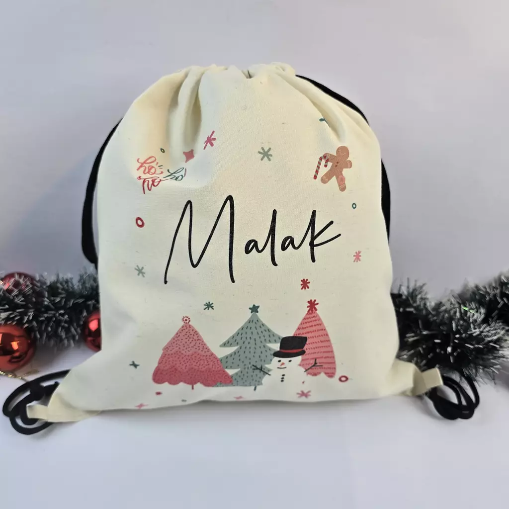 Pink Christmas Trees Drawstring Bag