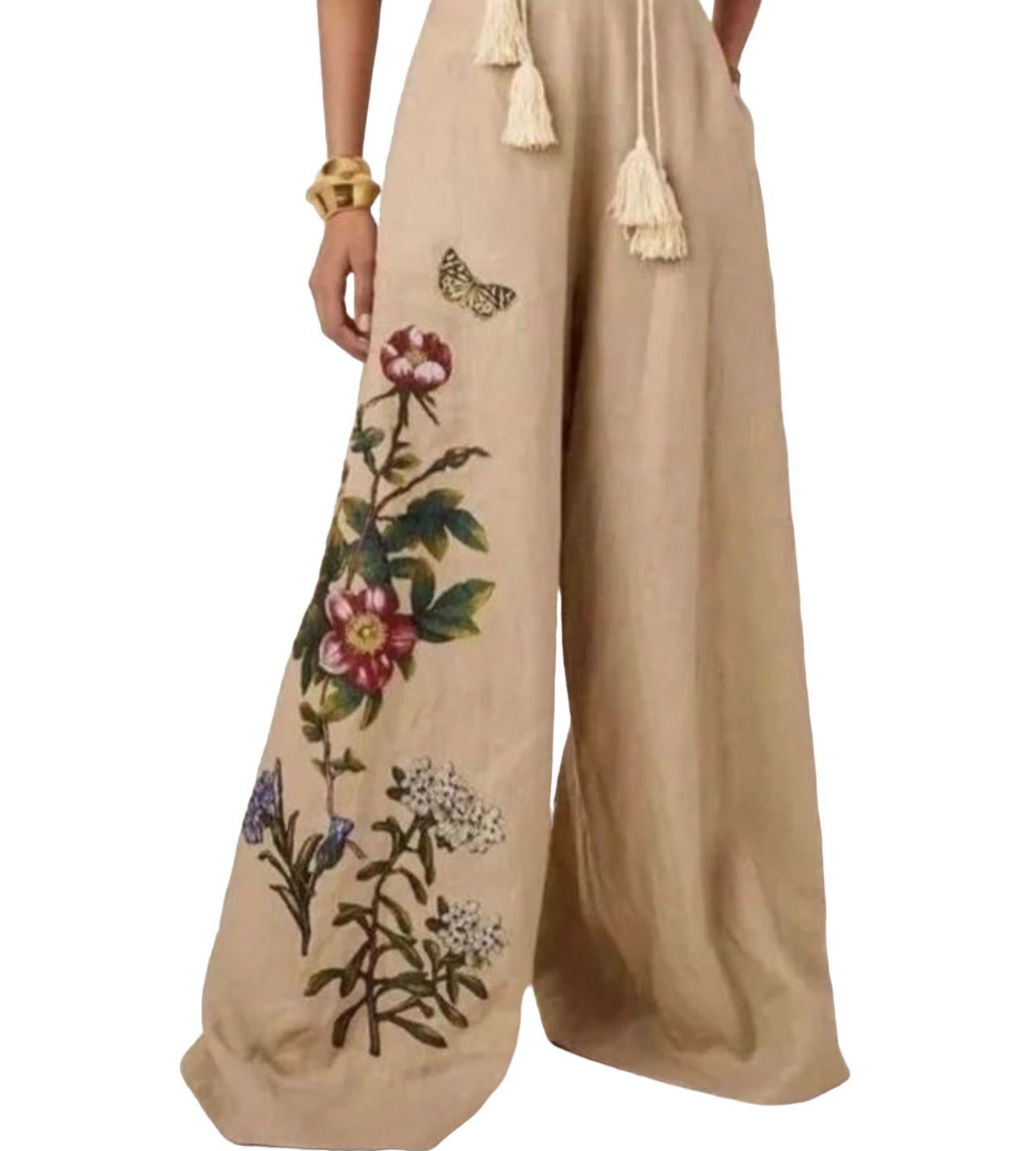 <p style="text-align: center"><span style="color: #d4b267">Flower HANDMADE Casual pants for women</span></p>