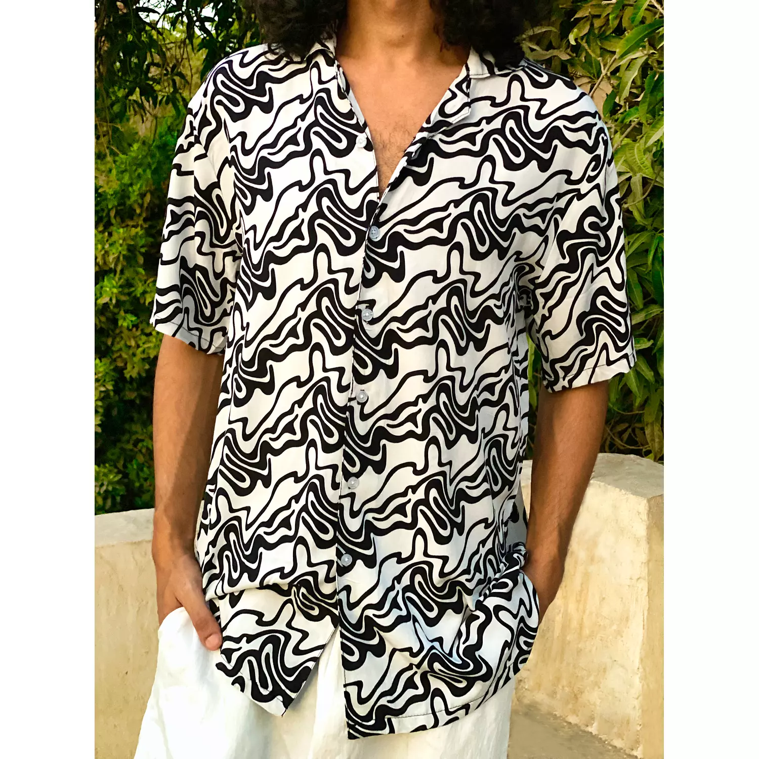 Loosefit Wavy B&W Viscose Shirt 1