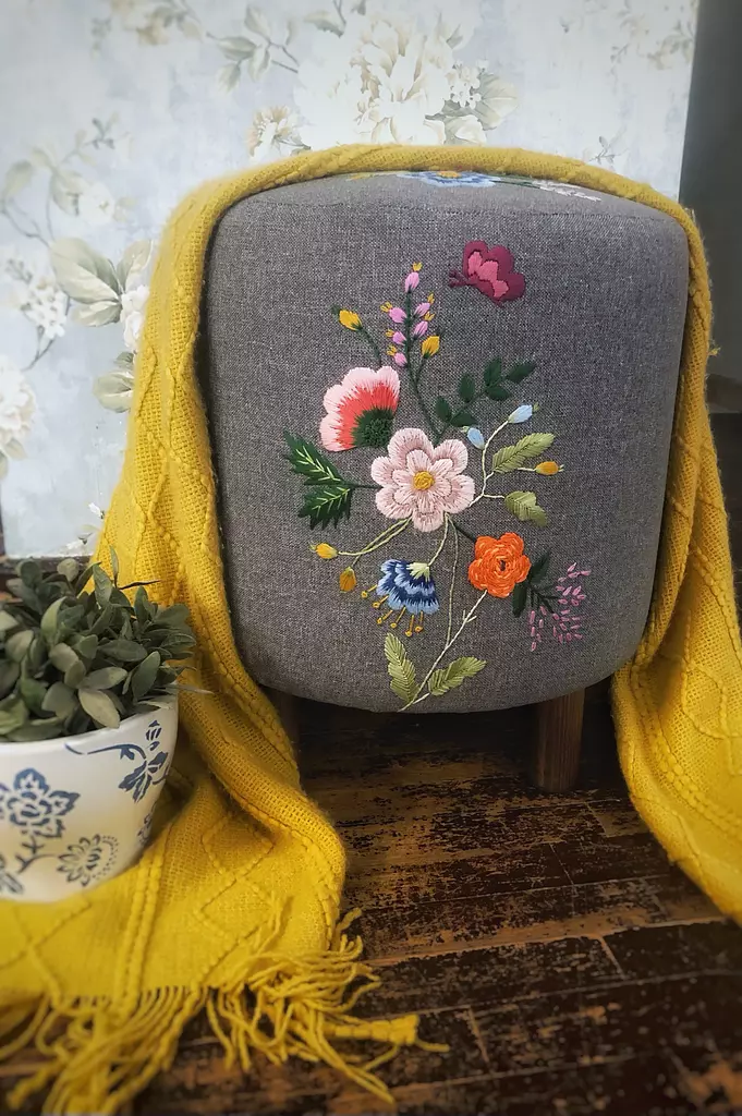 Floral Fantasy Ottoman