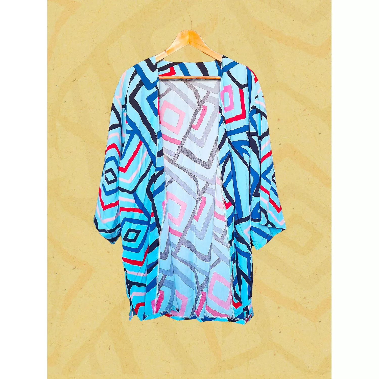 Blue Stripe Patterned Kimono hover image