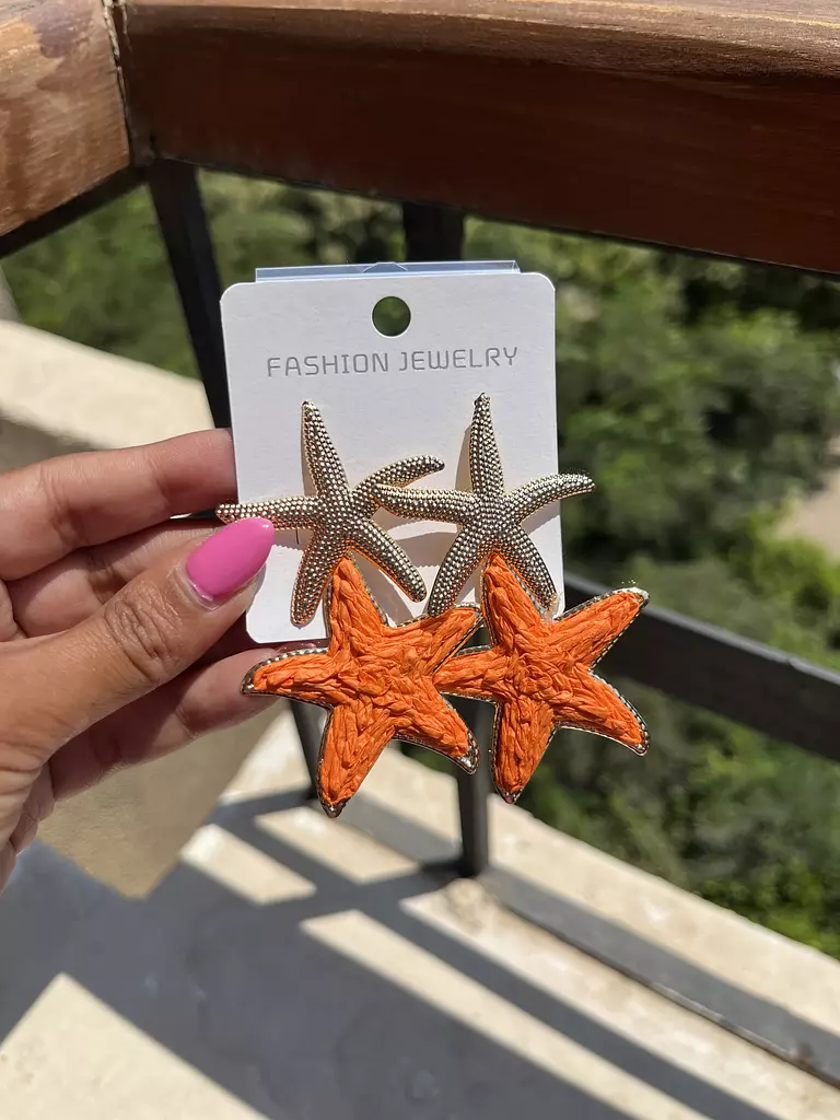 Orange Star earrings