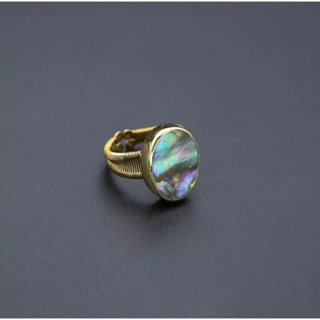 Handmade brass ring with abalone shell.