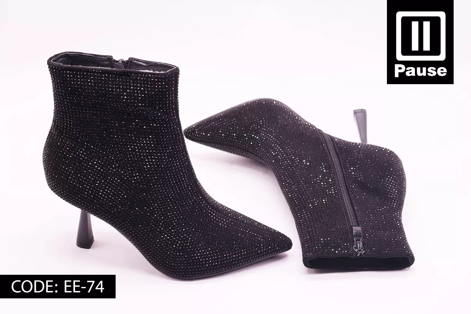 EE-74 GLITTER ANKLE HEELED BOOTS  1