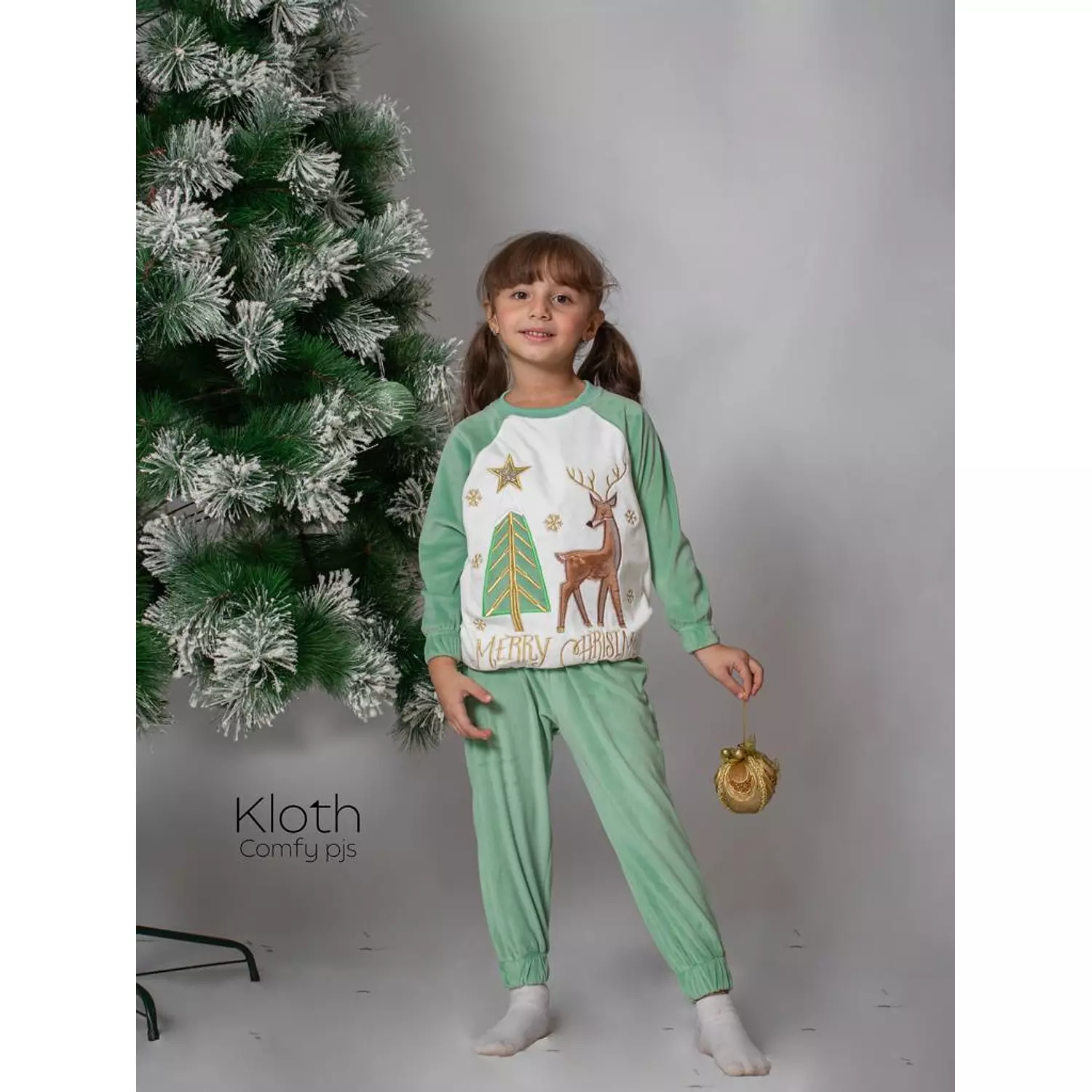 Reindeer christmas  pajamas for kids   hover image