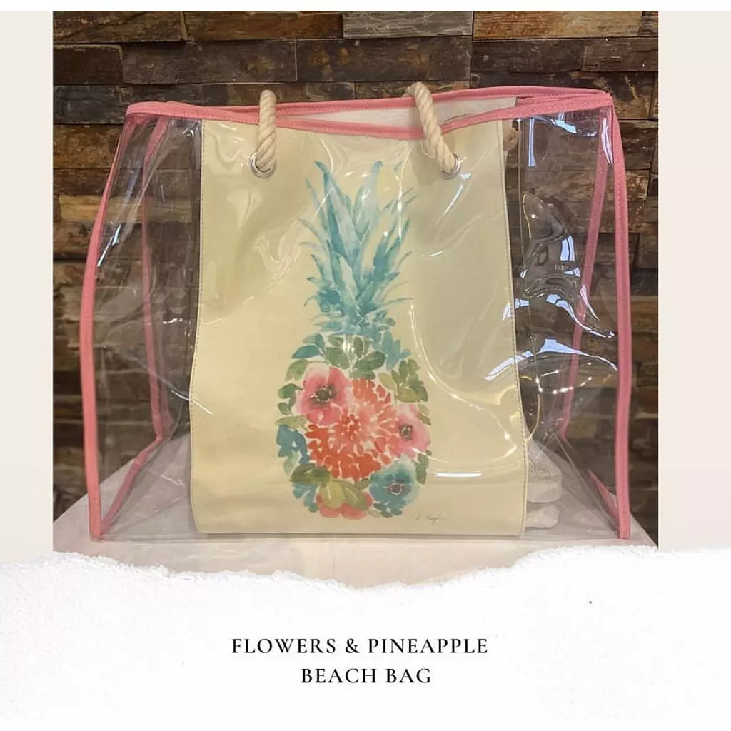 Yellow Pineapple Plastic Beach Bag (by Order)