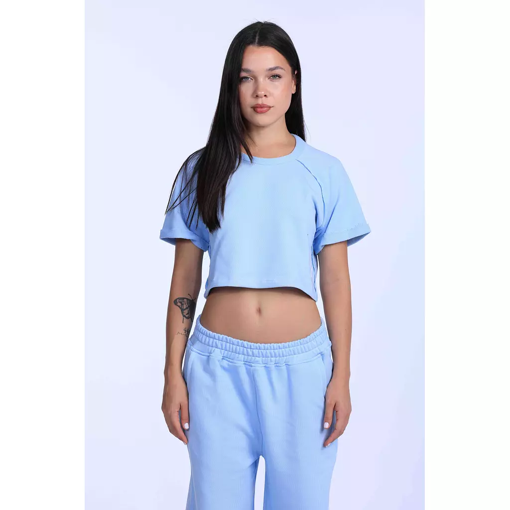 Baby blue cropped shirt 