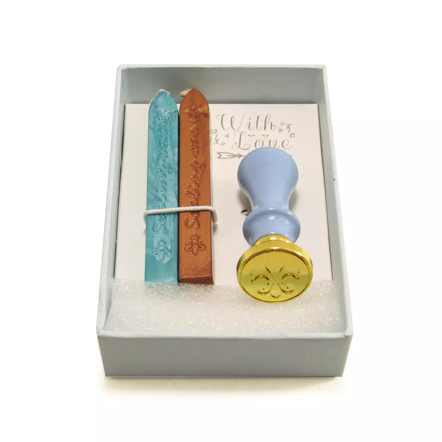 Sealing wax set - one stamp & 2 pieces of wax  1