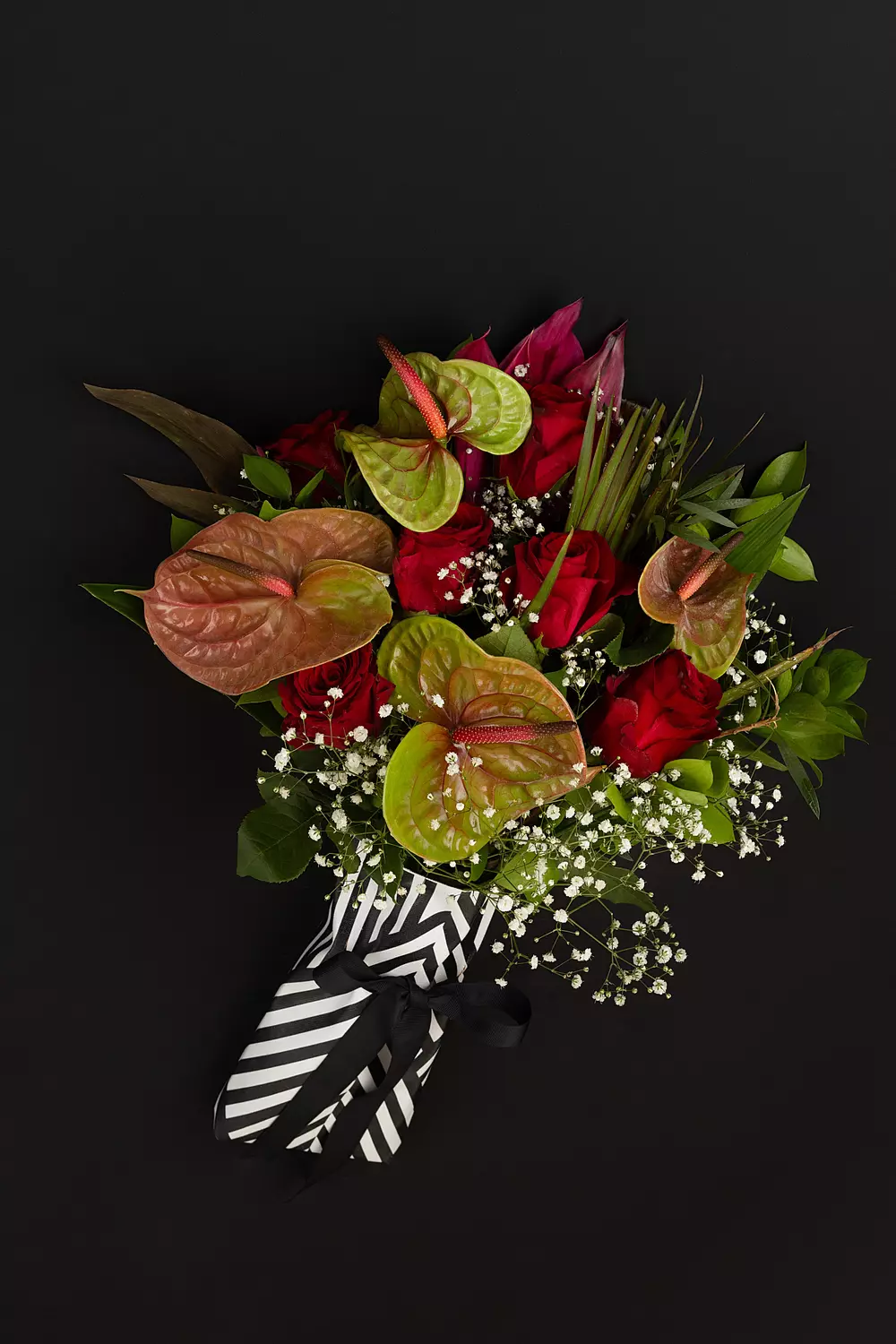 Red Roses and Green Hearts Hand Bouquet hover image