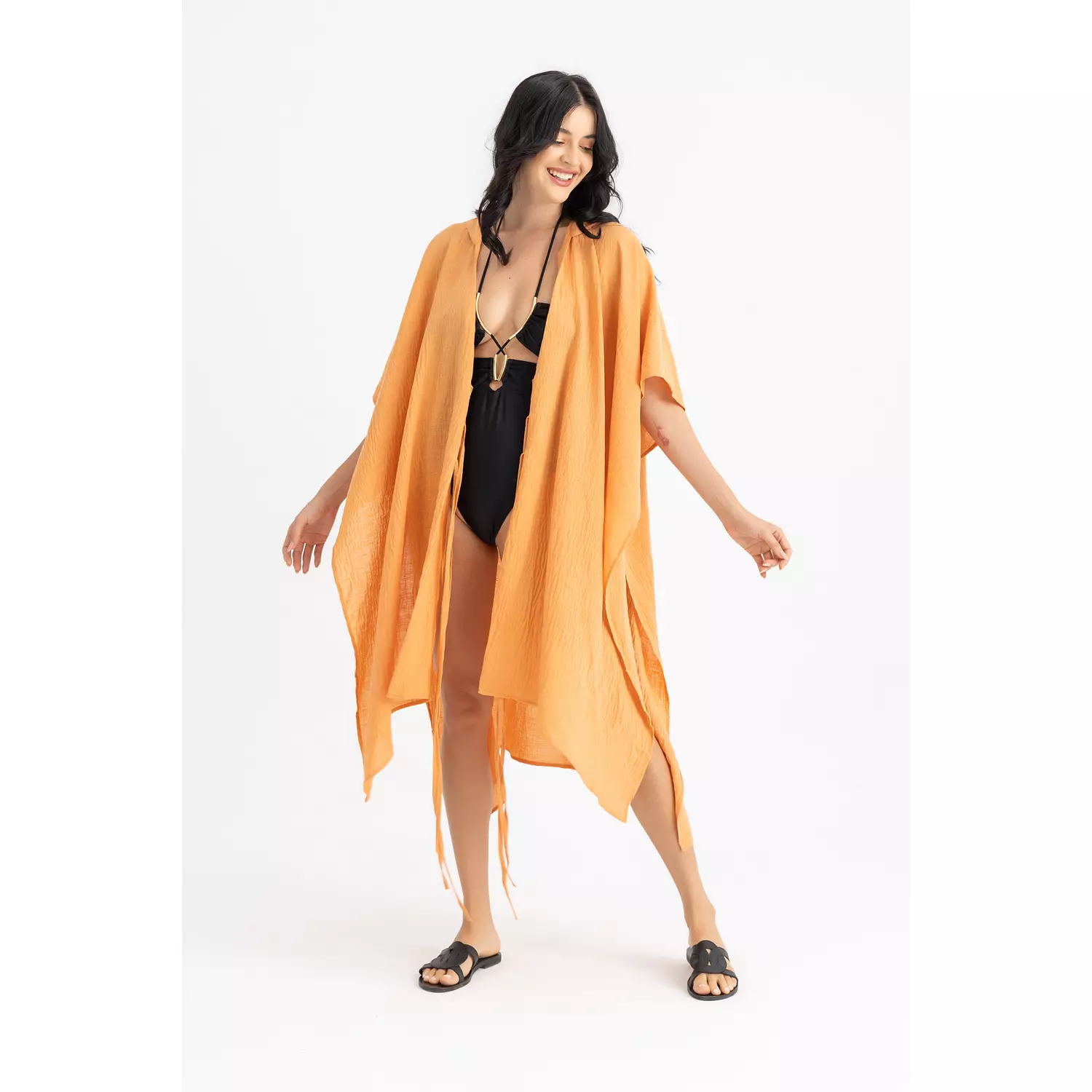 The HILDA linen hooded cape  hover image