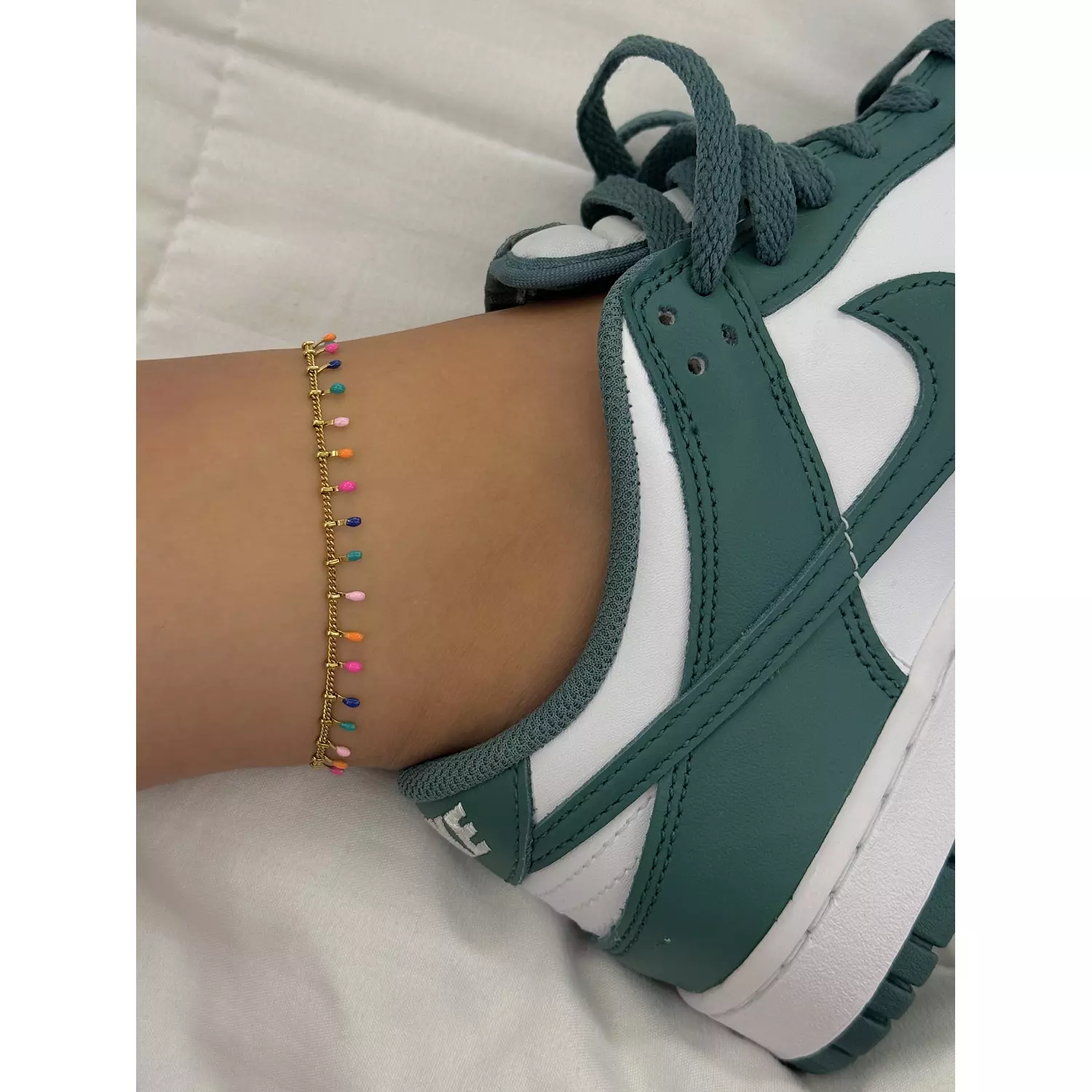 Colorful pins stainless steel anklet  hover image