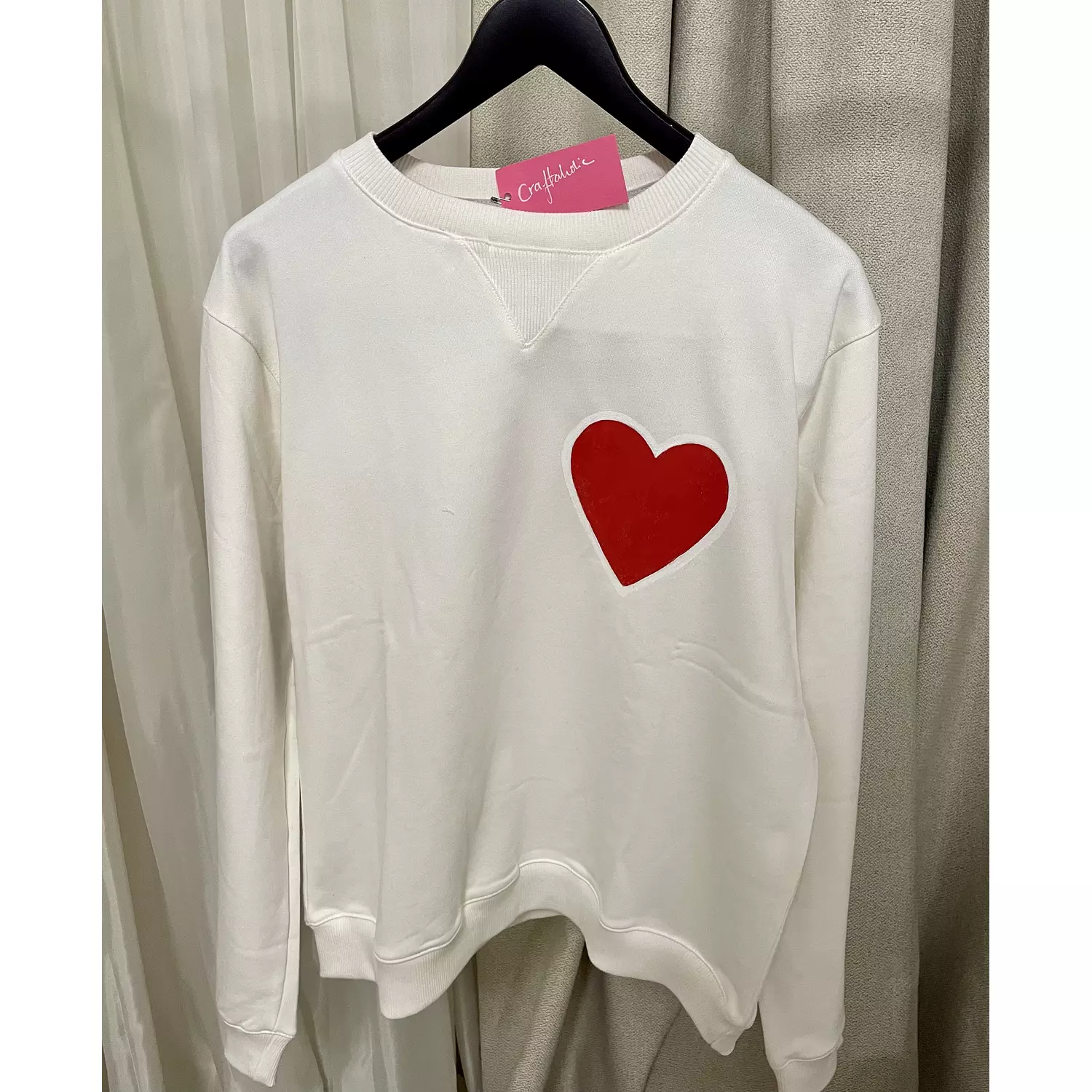 Red heart sweatshirt hand painted valentines art - size large  hover image