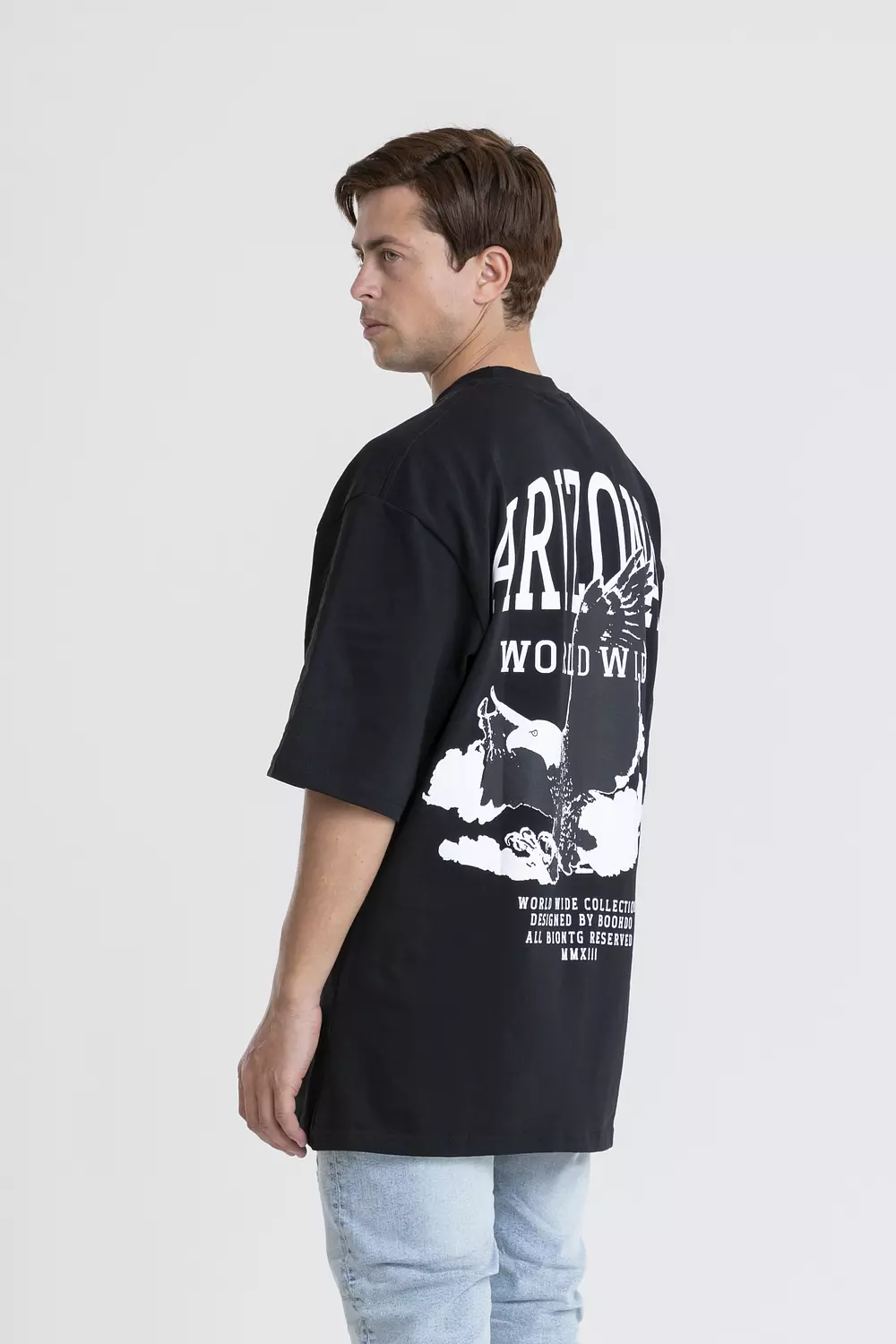  Oversized Cotton T-Shirt With Contrast Print Back and front 3