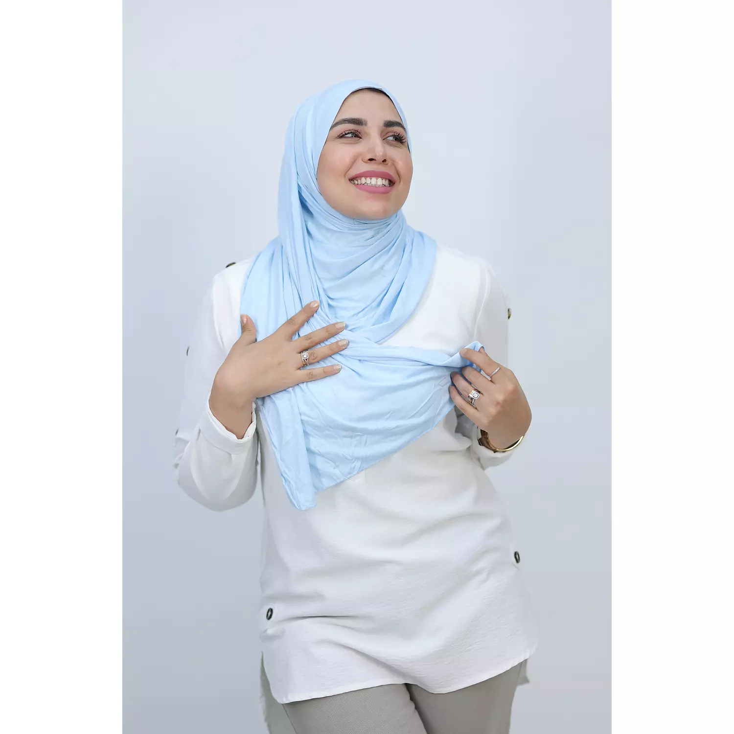 Jada Cotton Lycra Gel Hijab - Baby-Blue 1