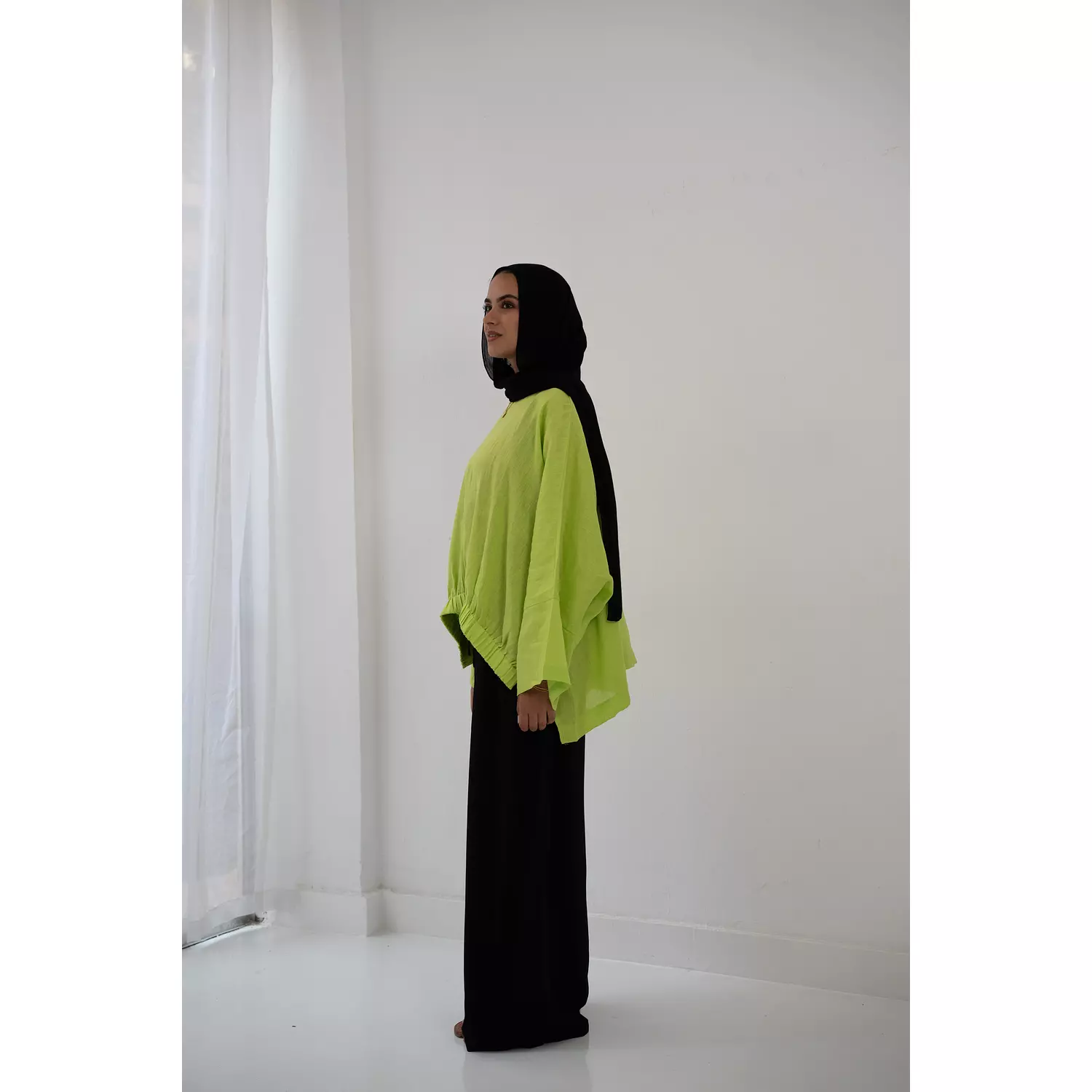 Minimalist linen blouse In lime green  1