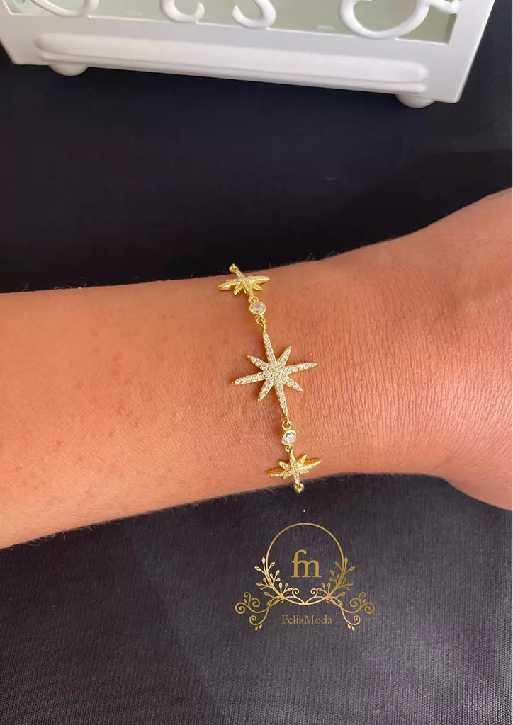 Three stars silver bracelets gold plated