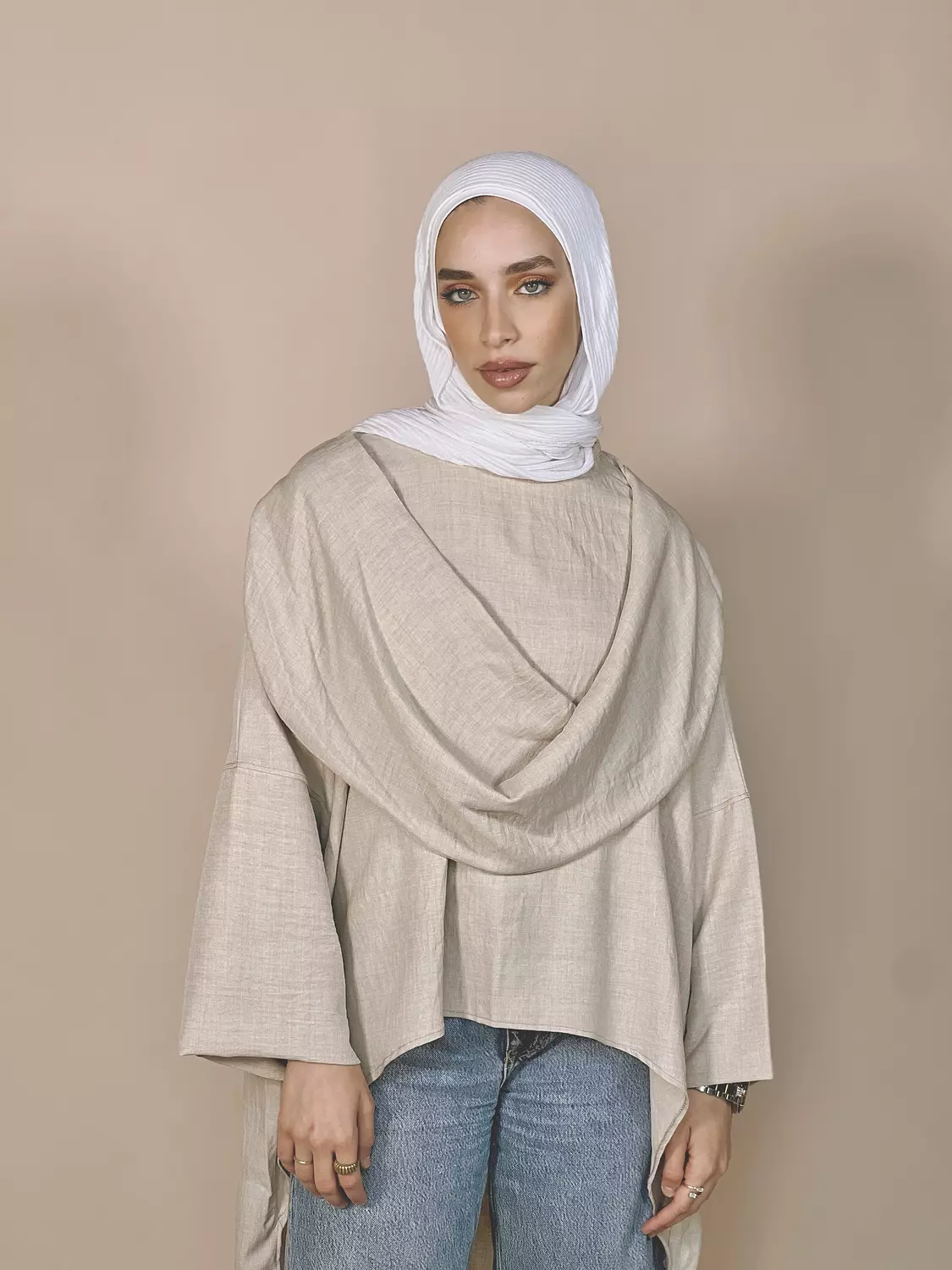 Beige Drape Tunic  0