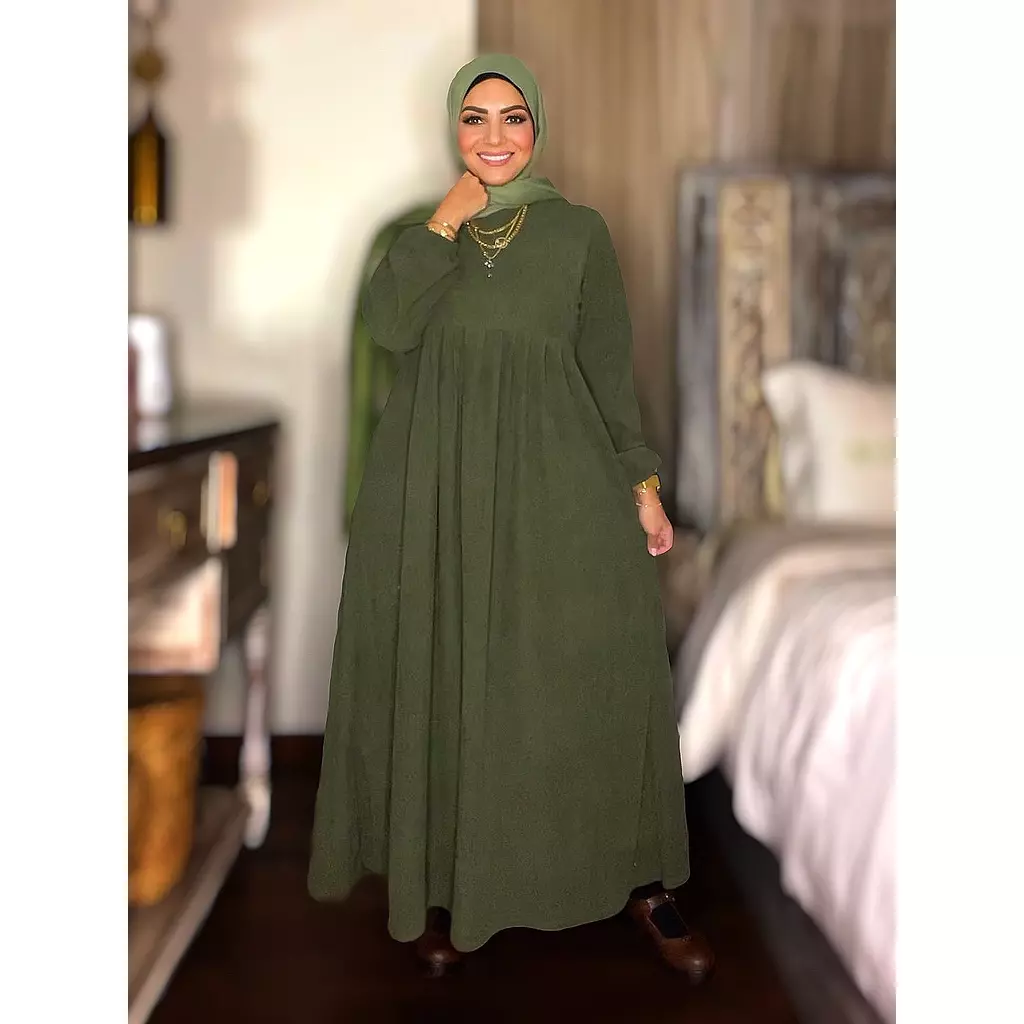 Ribbed Dress - Army Green