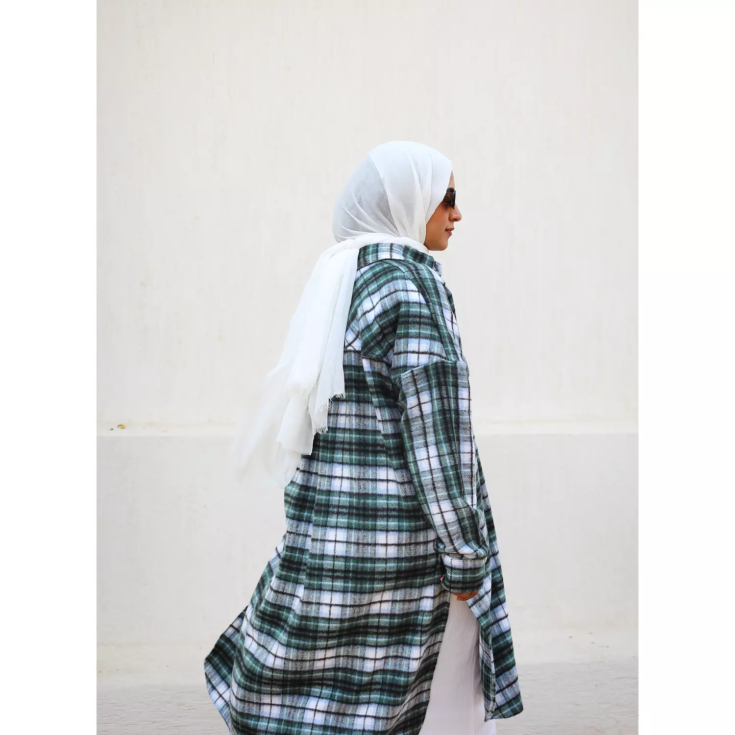 Green & Grey Checkered Wool Long Shirt 2