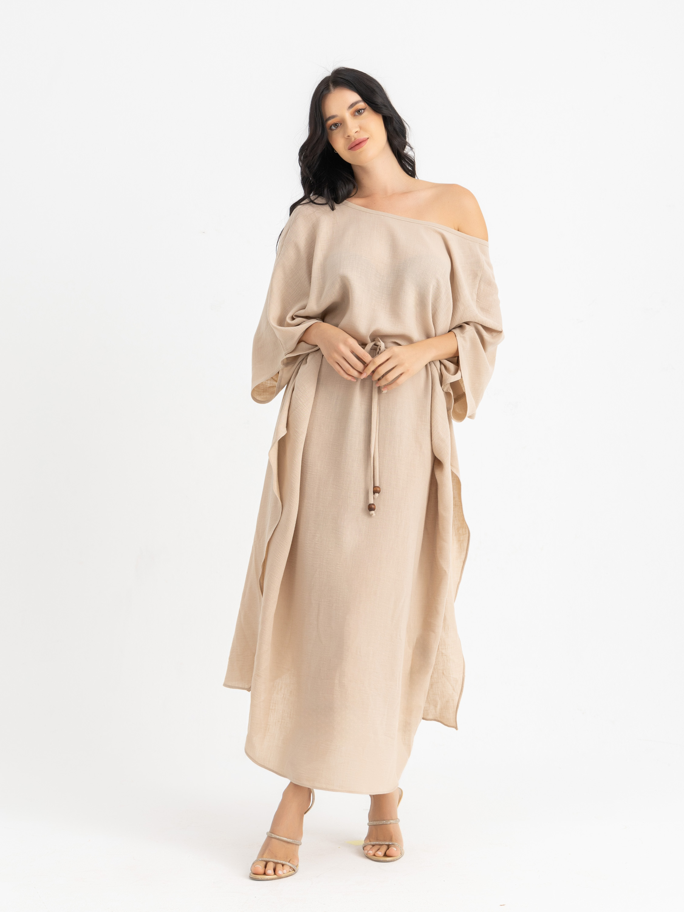 The KAMILIA gathered linen kaftan 10