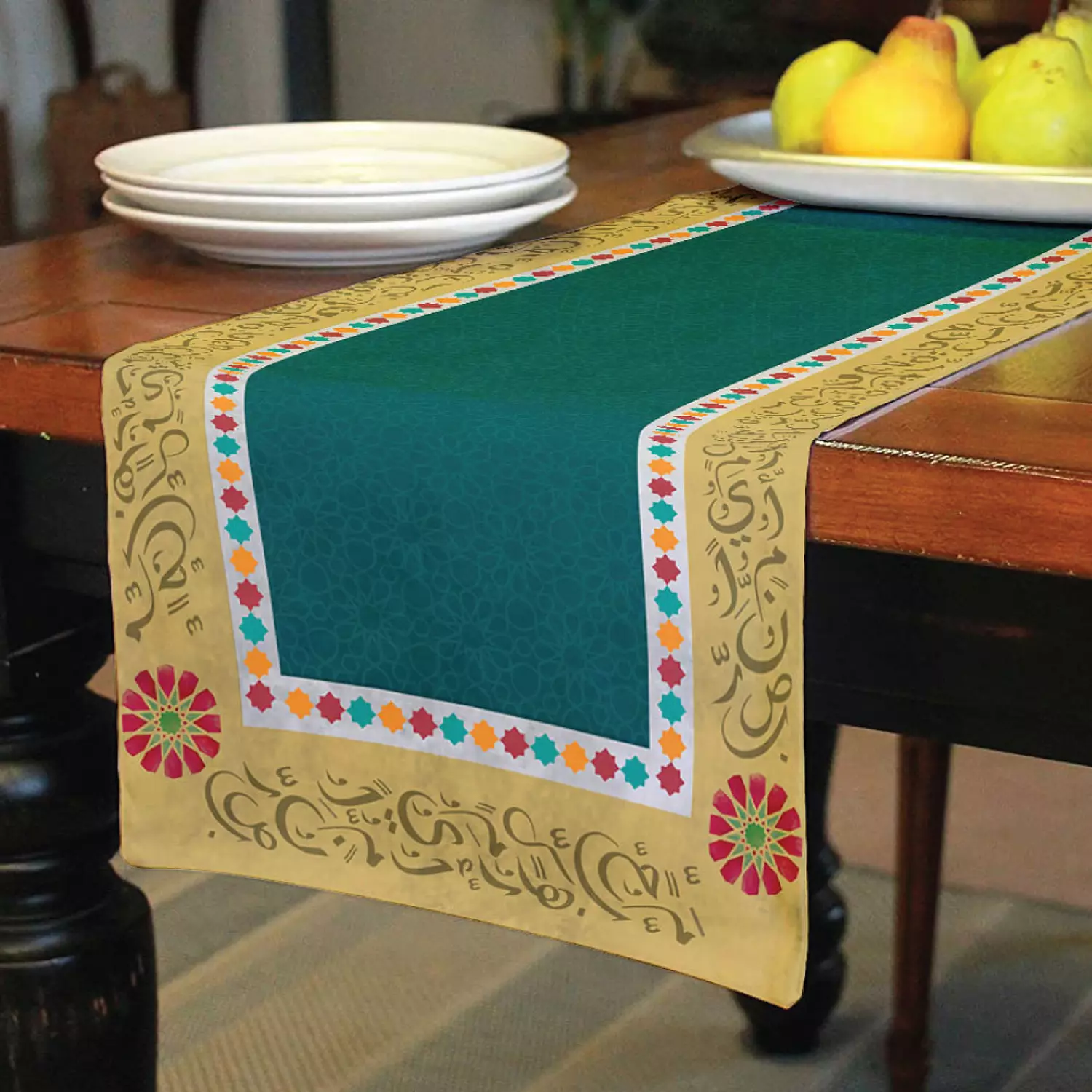 Green Calligraphy Table Runner hover image